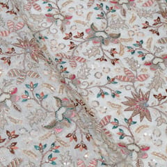 Dyeable Tissue Crepe Embroidered Fabric