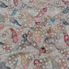 Dyeable Tissue Crepe Embroidered Fabric