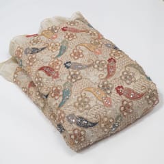 Dyeable Tissue Crepe Embroidered Fabric