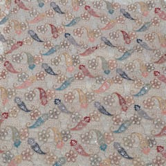 Dyeable Tissue Crepe Embroidered Fabric