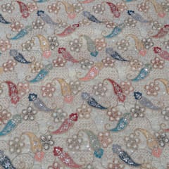 Dyeable Tissue Crepe Embroidered Fabric