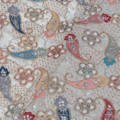 Dyeable Tissue Crepe Embroidered Fabric