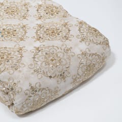 White Dyeable Georgette Embroidered Fabric
