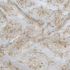 White Dyeable Georgette Embroidered Fabric