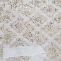 White Dyeable Georgette Embroidered Fabric