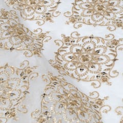White Dyeable Georgette Embroidered Fabric