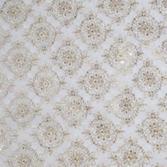 White Dyeable Georgette Embroidered Fabric