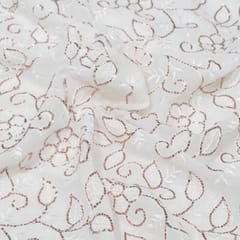 White Dyeable Georgette Embroidered Fabric