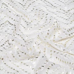 White Dyeable Georgette Embroidered Fabric