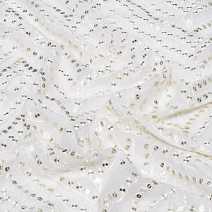 White Dyeable Georgette Embroidered Fabric