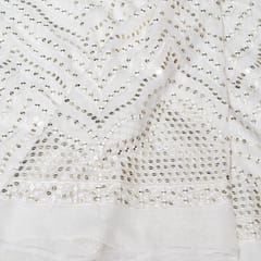White Dyeable Georgette Embroidered Fabric