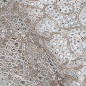 Dyeable Net Cutwork Embroidered Fabric