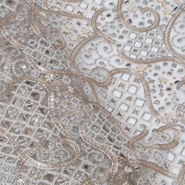 Dyeable Net Cutwork Embroidered Fabric
