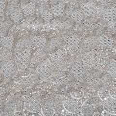 Dyeable Net Cutwork Embroidered Fabric