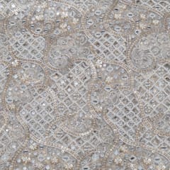 Dyeable Net Cutwork Embroidered Fabric