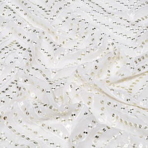 White Dyeable Georgette Embroidered Fabric