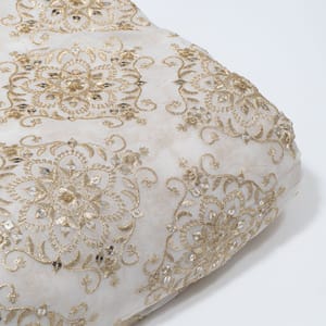 White Dyeable Georgette Embroidered Fabric