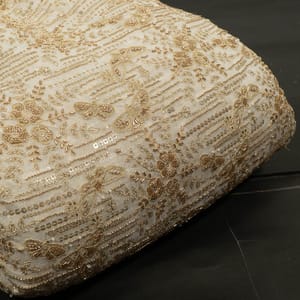 White Dyeable Viscose Organza Embroidered Fabric