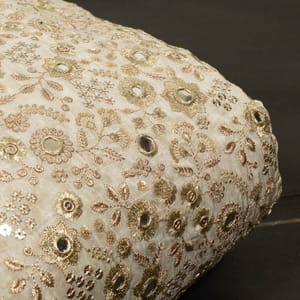 White Dyeable Glass Organza Embroidered Fabric