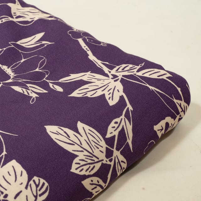Purple Color Rayon Digital Printed Fabric