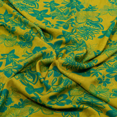 Mehendi Green Color Rayon Digital Printed Fabric