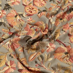 Grey Color Rayon Digital Printed Fabric