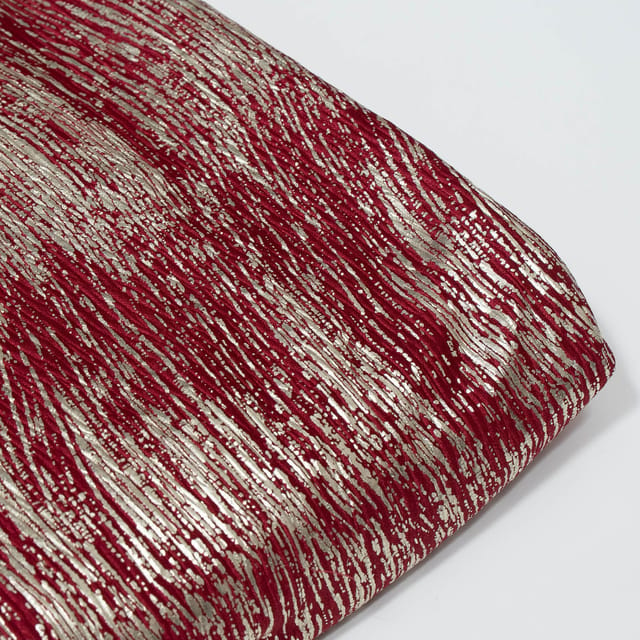 Maroon Color Satin Lycra Foil Printed Fabric