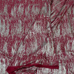 Maroon Color Satin Lycra Foil Printed Fabric