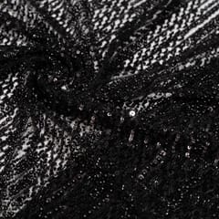 Black Color Imported Net Embroidered Fabric