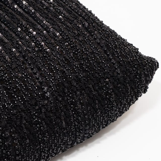 Black Color Imported Net Embroidered Fabric