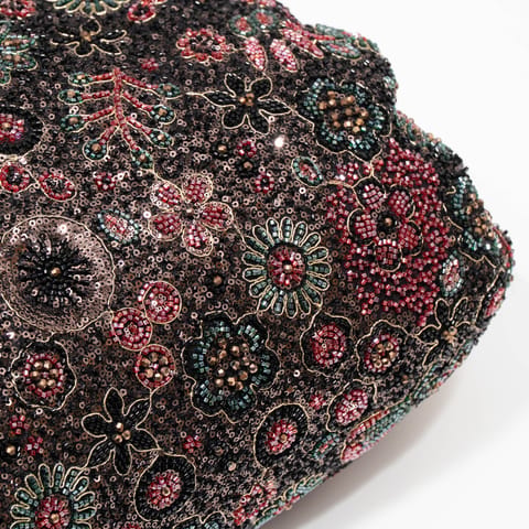 Black Color Imported Net Embroidered Fabric | 60 Inch / 152 Cm
