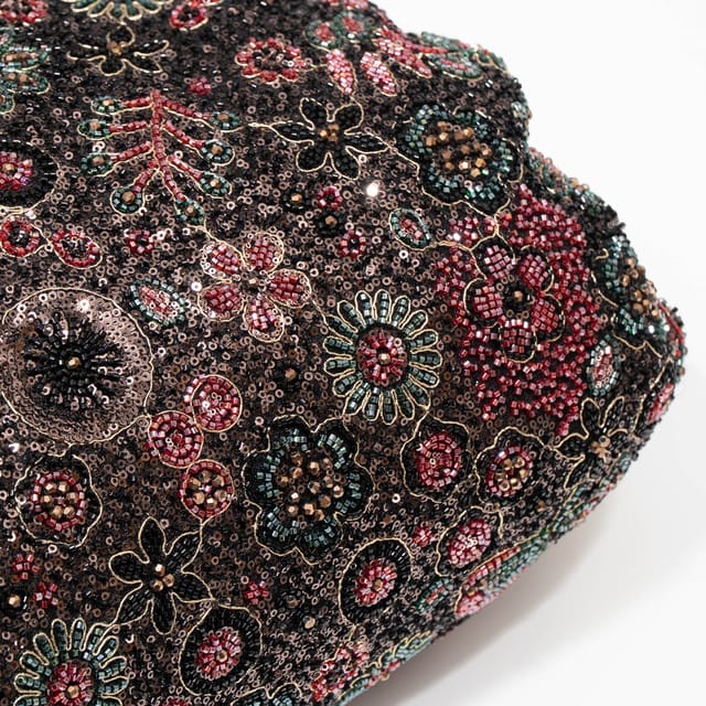 Black Color Imported Net Embroidered Fabric