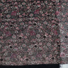 Black Color Imported Net Embroidered Fabric
