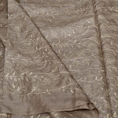 Mouse Color Monga Silk Embroidered Fabric
