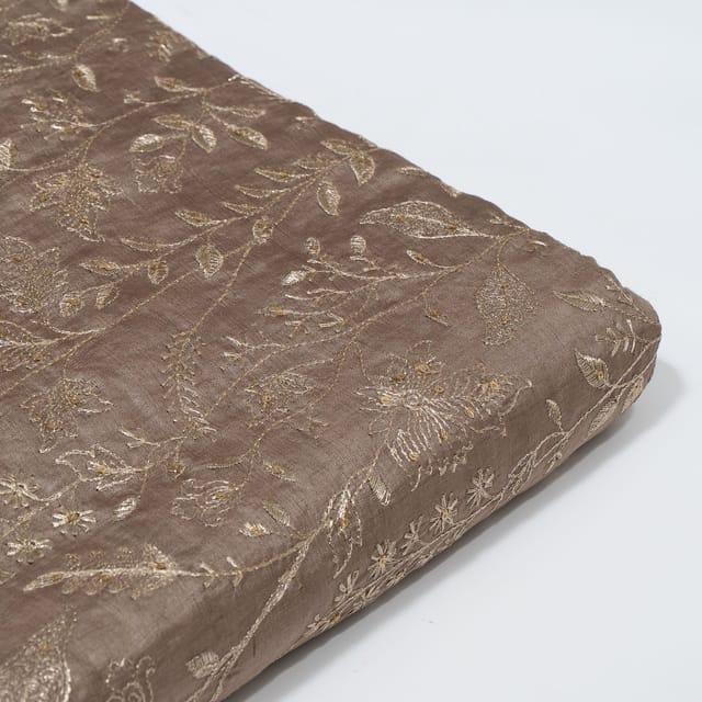 Mouse Color Monga Silk Embroidered Fabric