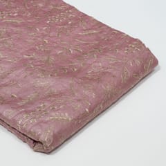 Onion Pink Color Monga Silk Embroidered Fabric