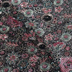 Black Color Imported Net Embroidered Fabric