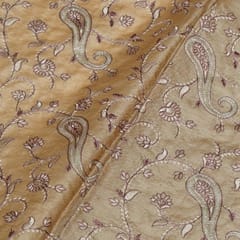 Copper Color Monga Silk Embroidered Fabric