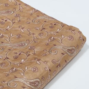 Copper Color Monga Silk Embroidered Fabric