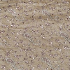 Copper Color Monga Silk Embroidered Fabric