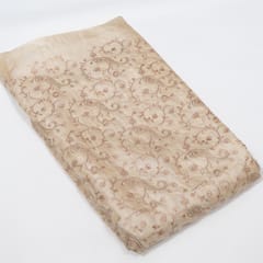 Gold Color Monga Silk Embroidered Fabric