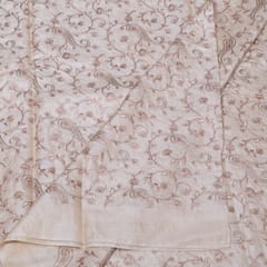 Gold Color Monga Silk Embroidered Fabric