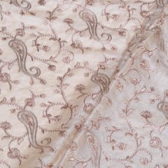 Gold Color Monga Silk Embroidered Fabric