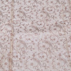 Gold Color Monga Silk Embroidered Fabric