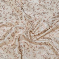 Gold Color Monga Silk Embroidered Fabric