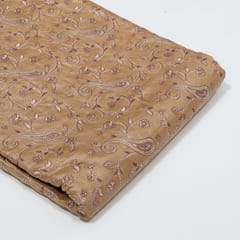 Copper Color Monga Silk Embroidered Fabric