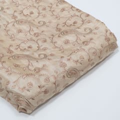 Gold Color Monga Silk Embroidered Fabric