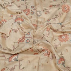 Light Beige Color Monga Silk Embroidered Fabric