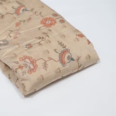 Light Beige Color Monga Silk Embroidered Fabric