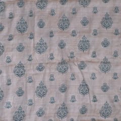 Light Beige Color Tussar Silk Embroidered Fabric